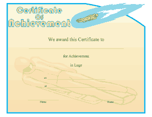 Luge Certificate Achievement Template