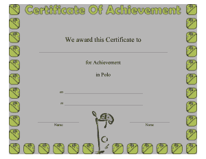 Polo Certificate Achievement Template