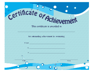 Swimming Certificate Achievement Template