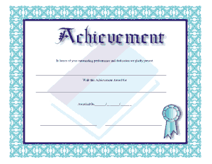 Free Download PDF Books, Achievement Award Certificate Template