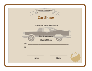 Best Car Show Award Certificate Template