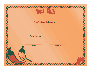 Best Chili Award Certificate Template