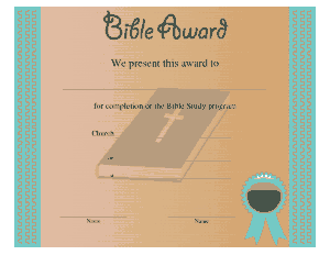 Bible Award Certificate Sample Template