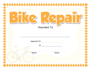 Bike Repair Award Certificate Template