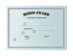 Bingo Award Certificate Template