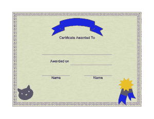 Cat Show Award Certificate Template
