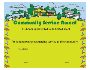 Free Download PDF Books, Community Service Award Certificate Template