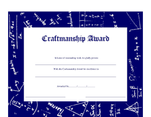 Free Download PDF Books, Craftsmanship Award Certificate Template