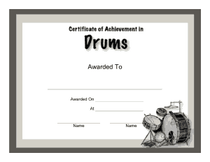 Drums Award Certificate Template