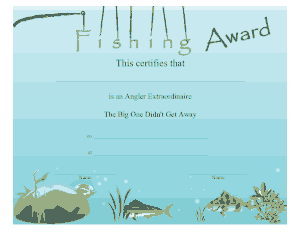 Free Download PDF Books, Fishing Award Certificate Template