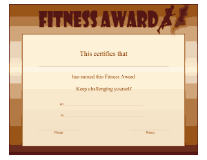 Free Download PDF Books, Fitness Award Certificate Template