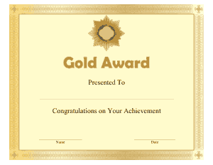 Free Download PDF Books, Gold Award Certificate Template