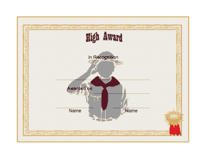 High Award Certificate Template