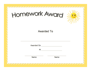 Homework Award Certificate Template
