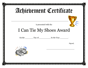 I Can Tie My Shoes Award Achievement Certificate Template
