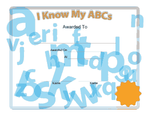 I Know My Abcs Award Certificate Template