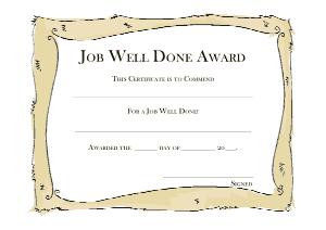Job Well Done Award Certificate Template