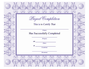 Lilac Project Completion Award Certificate Template