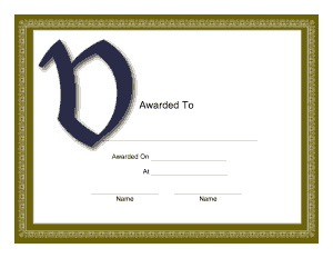 Monogram V Award Certificate Template