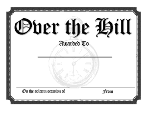 Over The Hill Award Certificate Template