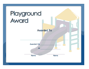 Playground Award Certificate Template