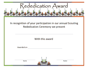 Rededication Award Certificate Template