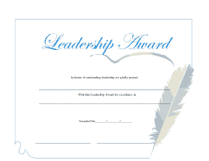 Sample Leadership Award Certificate Template