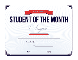 Student The Month Award Certificate Template