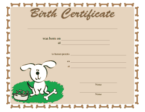 Free Download PDF Books, Dog Birth Certificate Template
