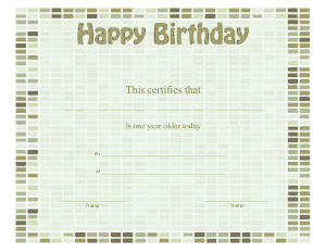 Free Download PDF Books, Happy Birthday Certificate Template