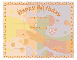 Happy Birthday Congratulation Certificate Template