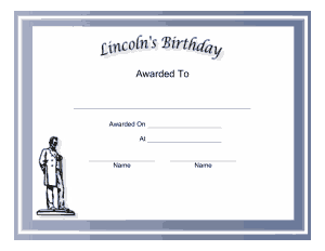 Free Download PDF Books, Lincolns Birthday Holiday Certificate Template