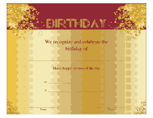 Sample Birthday Certificate Template