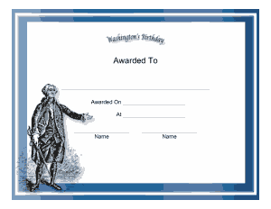 Washington Birthday Holiday Certificate Template