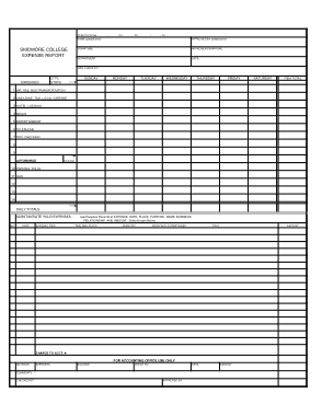 College Expense Report Template