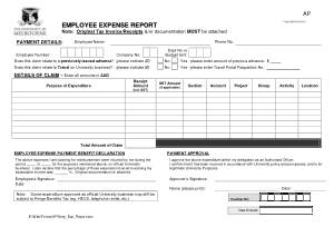Employee Expense Report Form Template