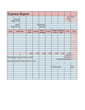 Expense Report Free Template