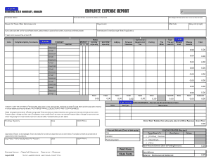 Expense Report of Employee Template