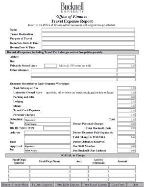 Finance Office Expense Report Template
