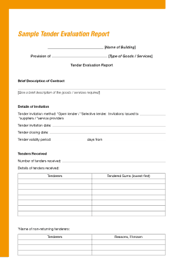 Tender Evaluation Report Example Template