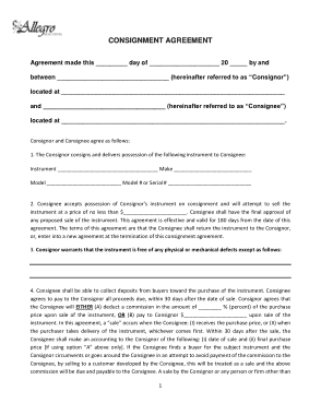 Allegro Consignment Agreement Template