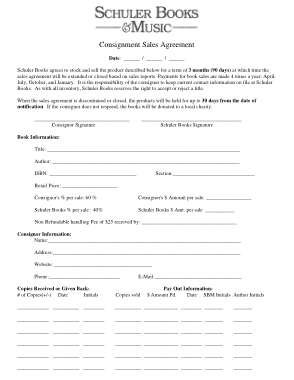 Books and Music Consignment Sales Agreement Template