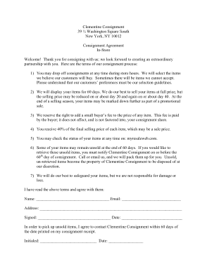 Consignment Agreement Contract in Store Template