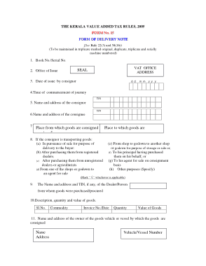 Consignment Delivery Note Template