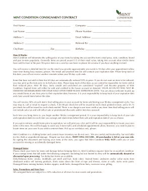 Mint Condition Consignment Contract Template