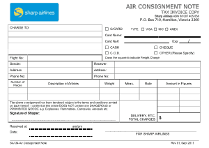 Sample Air Consignment Note Template