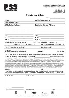 Shipping Consignment Note Template