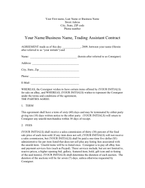 Trading Assistant Consignment Contract Template