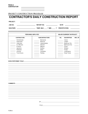 Construction Project Daily Report Sample Template