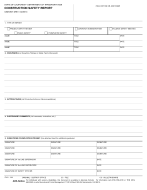 Construction Safety Report Sample Template